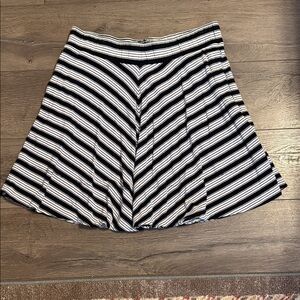 LOFT Striped A-Line Skirt in Black and White